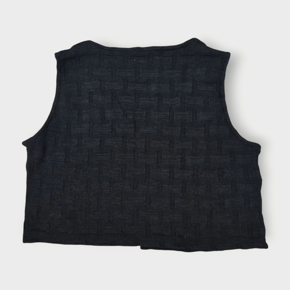 NWT Madewell Basketweave-Stitch Vest Black Textured Knit Tank Top Cropped Size M - Picture 10 of 14